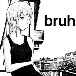 🙁 bruh bruh, meme, anime, chica, expresión, casual telegram sticker