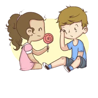 💋 piruleta, compartir, amistad, niños, dibujos animados telegram sticker