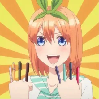 👒 Yotsuba Nakano The Quintessential Quintuplets Anime, Fofo, Garota, Desenho, Colorido, Alegre, Canetas telegram sticker