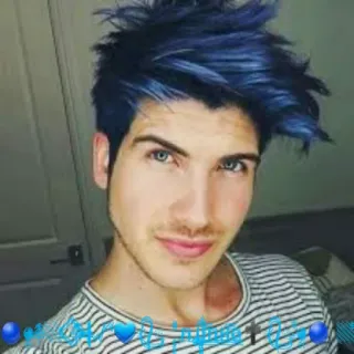 ⭕️ Mann, blaue Haare, Porträt, jung, attraktiv, Augen, Haare, lässig telegram sticker