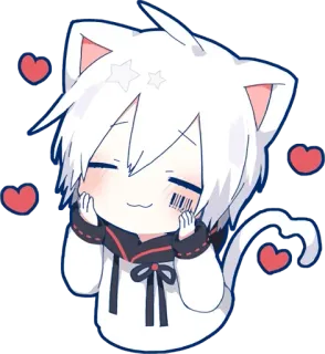 ☺️ Katze, Anime, Kawaii, Süß, Sticker, Herzen, Katzenjunge, Manga telegram sticker