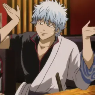 🖇 Gintoki Sakata Gintama anime, gintama, gintoki sakata, achselzucken, charakter, lustig, silbernes Haar whatsapp sticker