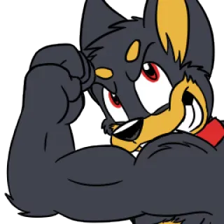 💪 hond, dier, cartoon, harig, spier, kracht telegram sticker