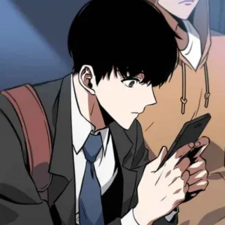 🃏 anime, homem, telefone, estudante, coreano telegram sticker