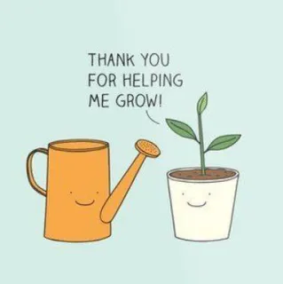 🌷 THANK YOU FOR HELPING ME GROW! danke, dankbarkeit, pflanze, gießkanne, wachstum, aufmunterung whatsapp sticker