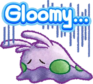 😞 Gloomy... gloomy, sad, rainy, purple, creature, cute telegram sticker