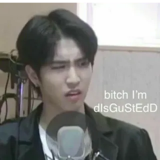 🤢 bitch I'm dIsGuStEdD 表情包, 厌恶, 搞笑, 反应, 文字, 表情 telegram sticker