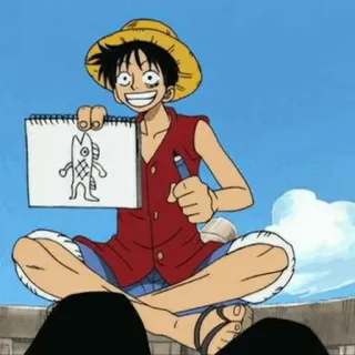 👒 Monkey D. Luffy One Piece Anime, One Piece, Luffy, Monkey D. Luffy, Rysunek, Słomiany kapelusz telegram sticker