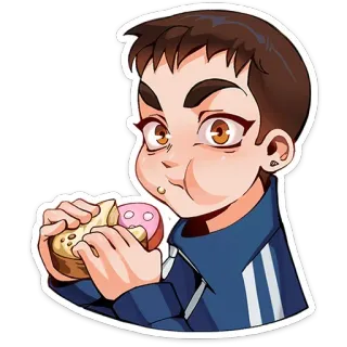 🍔 Kartun, Makan, Sandwich, Anime, Pria, Cemilan whatsapp sticker