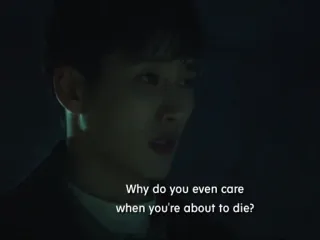 🧐 Why do you even care when you're about to die? mort, question, dialogue, scène whatsapp sticker