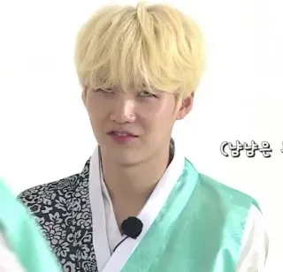 🙄 넘넘은 person, man, korean, traditional clothing, yellow hair, portrait, sarcastic telegram sticker