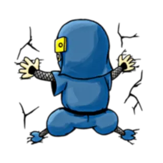 💥 Ninja, Dessin animé, Combattant, Arts martiaux, Bleu, Drôle, Personnage telegram sticker