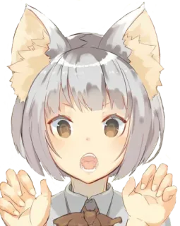 😮 อนิเมะ, เนโกะมิ, มังงะ, คาวาอิ, สาวอนิเมะ, หูแมว telegram sticker