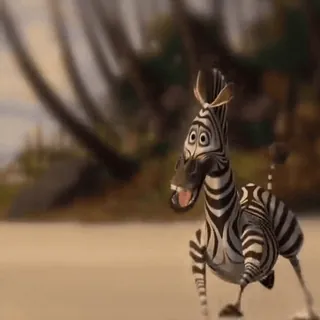 🤩 Marty Madagascar zebra, kreskówka, zwierzę, śmieszne, animowane telegram sticker