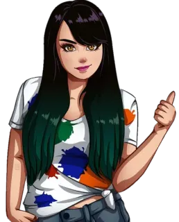 👍 mujer, chica, dibujo animado, arte, personaje, arte digital, ilustración telegram sticker