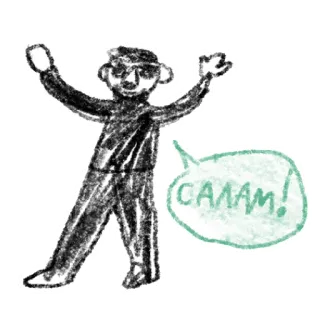 👋 CAAAAM! saludo, dibujo animado, personaje, bosquejo, hola telegram sticker