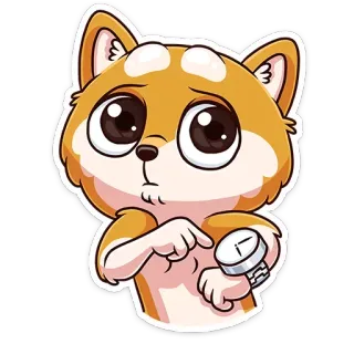 🕐 cane, aspettando, guardare, adesivo, carino, animale, cartone animato whatsapp sticker