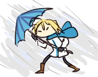 😖 Cartone animato, Ombrello, Meteo, Vento, Pioggia, Tempesta telegram sticker