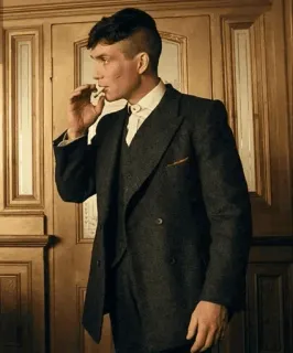 🌵 Tommy Shelby Peaky Blinders pria, merokok, setelan, gangster, vintage telegram sticker