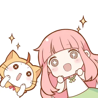 😍 kawaii, carino, anime, gatto, ragazza, brillantini, chibi telegram sticker