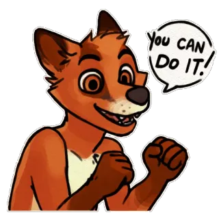 ✊ YOU CAN Do IT! raposa, motivacional, incentivo, antropomórfico, desenho animado, positivo, animal whatsapp sticker