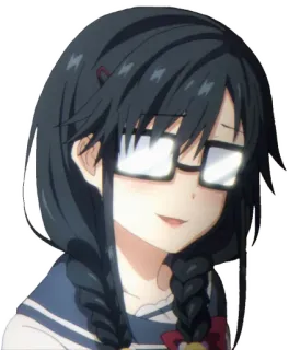 ❤️ anime, meisje, bril, schooluniform whatsapp sticker