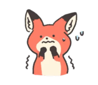 😥 狐狸, 动物, 卡通, 担心, 可爱 telegram sticker