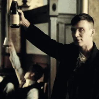 🍾 Thomas Shelby Peaky Blinders toast, celebration, television, drama, peaky blinders, thomas shelby whatsapp sticker
