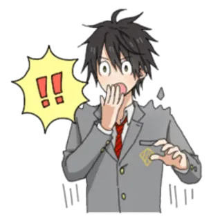 😵 anime, sốc, bất ngờ, hoạt hình, dấu chấm than telegram sticker