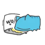 💻 WO gatto, dormire, blu, cuscino, carino, cartone animato telegram sticker