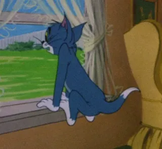 🧡 Tom Cat Tom and Jerry mèo, phim hoạt hình, cửa sổ, nhìn, tom và jerry, buồn telegram sticker