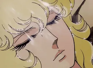 😐 anime, cartoon, woman, blonde, face, close-up telegram sticker