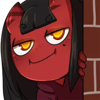 👀 Dämon, süß, Anime, Cartoon, rot, Mädchen telegram sticker