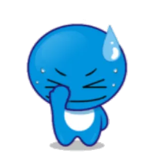 😓 Эмодзи, Синий персонаж, Грустный, Плачущий, Пот, Мультфильм telegram sticker