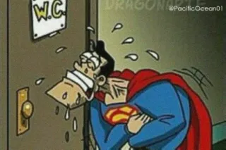 🚽 Superman W.C. Superman, toilettes, DC Comics, salle de bain, triste, dessin animé, super-héros whatsapp sticker