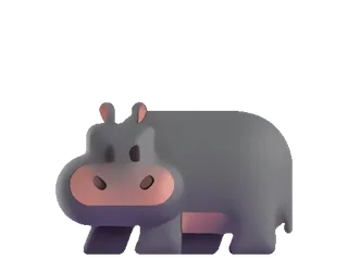 🦛 hippo, animal, cartoon, cute, gray, illustration, mammal telegram sticker