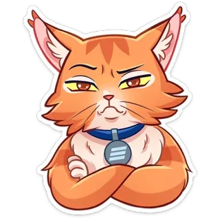 🙄 cat, cartoon, pet, animal, orange, serious, sticker, feline telegram sticker