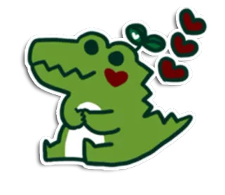 🐊 crocodile, dessin animé, animal, mignon, coeur, autocollant telegram sticker