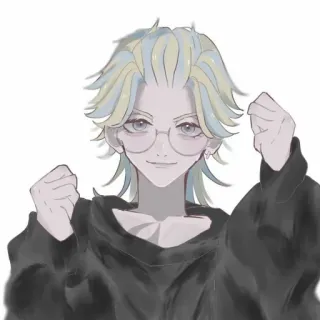 🍙 アニメ, 眼鏡, 男性, アートワーク, キャラクター telegram sticker