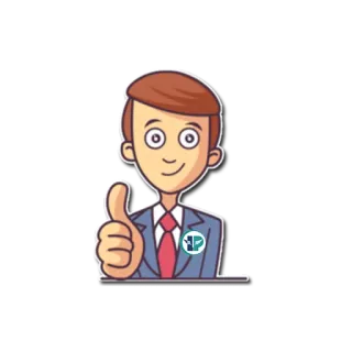 👍 Kreskówka, Mężczyzna, Kciuk w górę, Biznes, Biuro, Naklejka telegram sticker