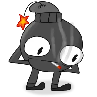 😞 bombe, fumer, dessin animé, dangereux, explosif telegram sticker