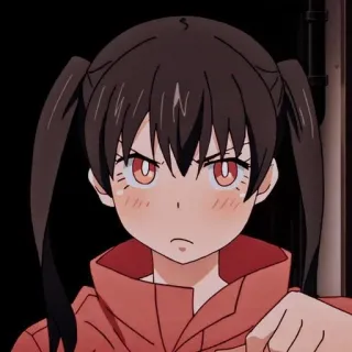 🤨 Maki Oze Fire Force 애니메이션, 불꽃 소방대, 마키 오제, 여성 캐릭터, 트윈테일 telegram sticker