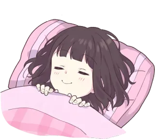 😴 睡觉, 枕头, 动漫, 可爱, 卡哇伊, 放松, 女孩 telegram sticker