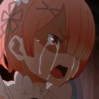 🍡 Ram Re:Zero anime, menangis, sedih, air mata, Ram, Re:Zero whatsapp sticker