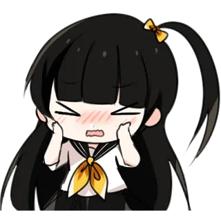 😫 Anime, Chibi, Dziewczyna, Słodkie, Rumieniec whatsapp sticker
