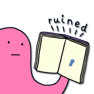 💩 ruined 破損, 本, ピンク, 悲しい, 漫画, イラスト telegram sticker