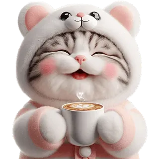 ☕ kat, schattig, kawaii, dier, koffie, blij telegram sticker