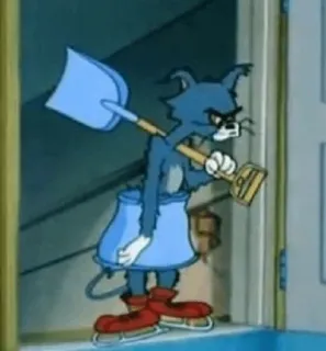 😐 Tom Cat Tom and Jerry кот, лопата, мультфильм, коньки, злой whatsapp sticker
