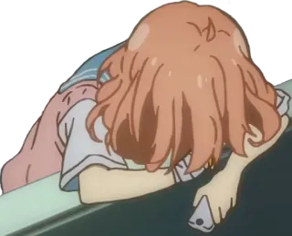 😔 anime, sad, exhausted, tired, girl, sleepless telegram sticker