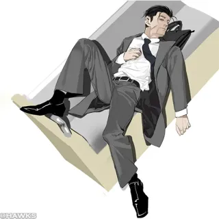 🌐 homme, sommeil, fatigué, homme d'affaires, costume telegram sticker
